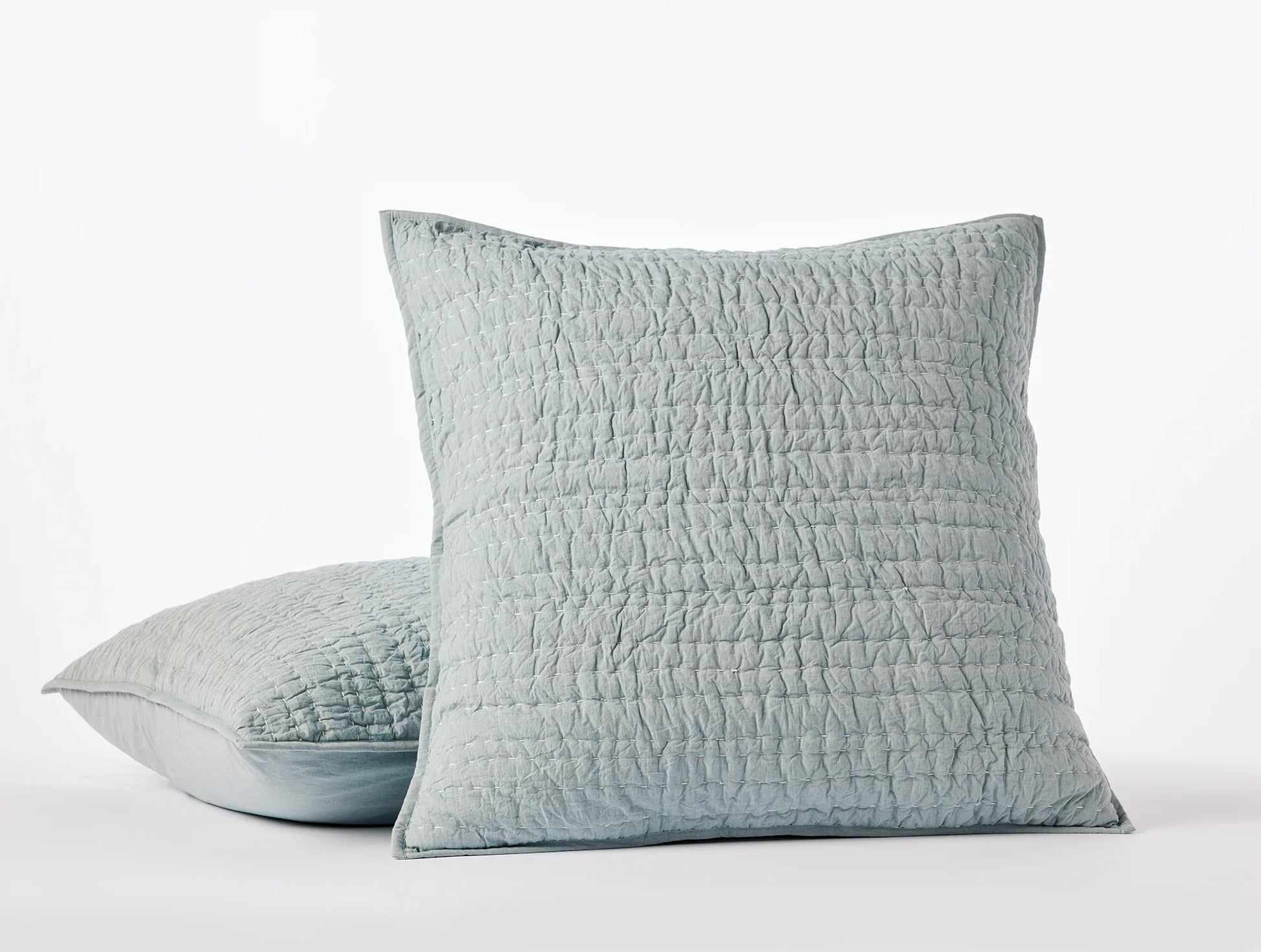 Coyuchi Sham - Euro Surf Chambray Channel Handstitched Organic Quilt