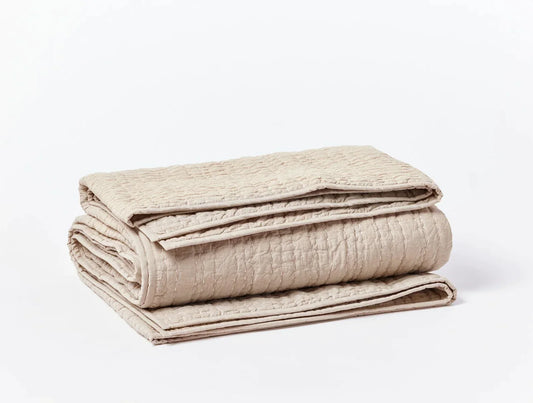 Coyuchi Hazel Chambray Channel Handstitched Organic Quilt