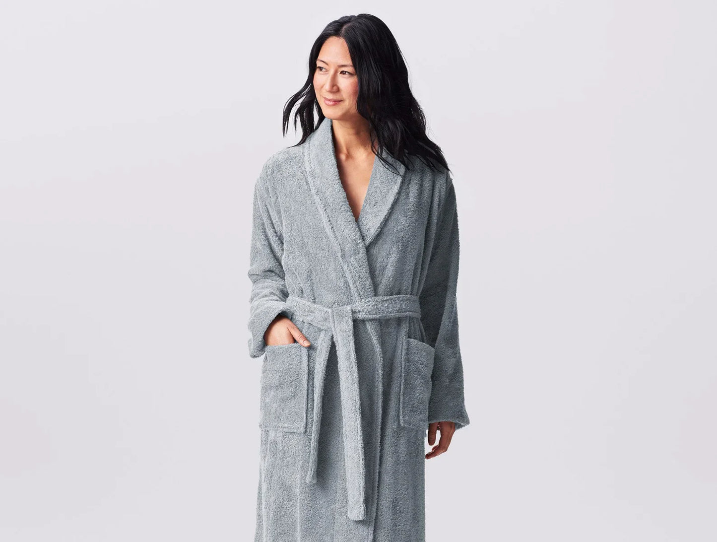 Coyuchi Palest Ocean Unisex Cloud Loom Organic Robe