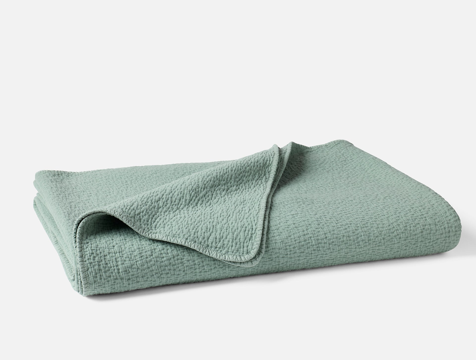 Coyuchi Seafoam Cascade Organic Matelasse Blanket