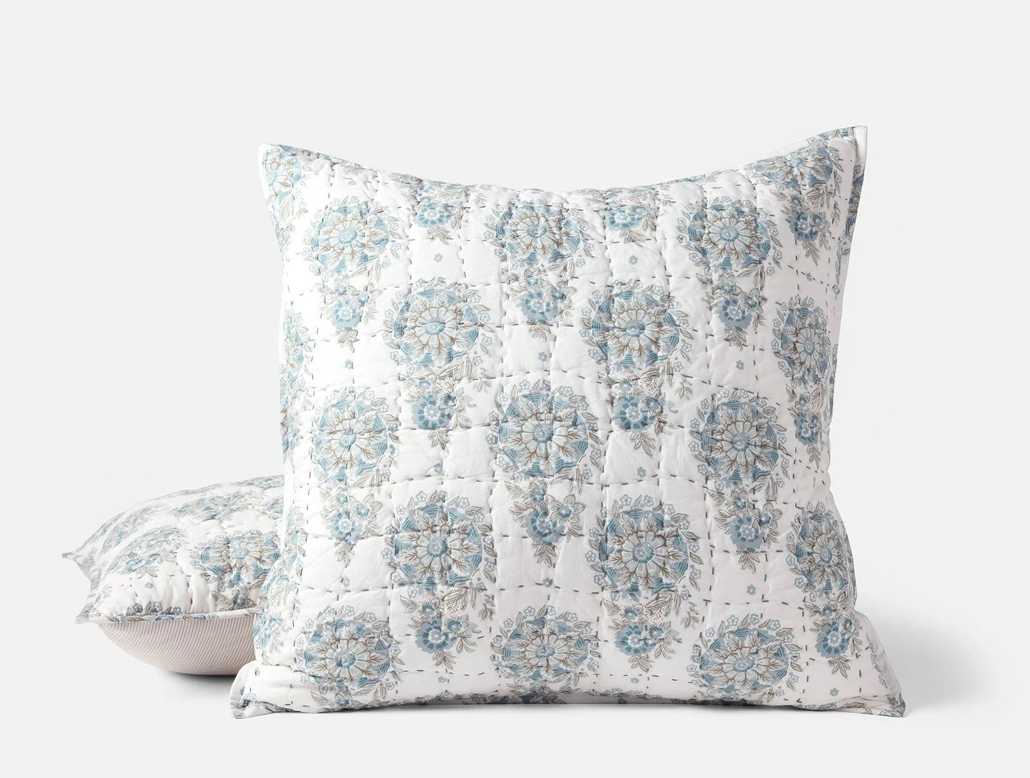 Coyuchi Euro Sham Tidal Flores Handstitched Organic Quilt