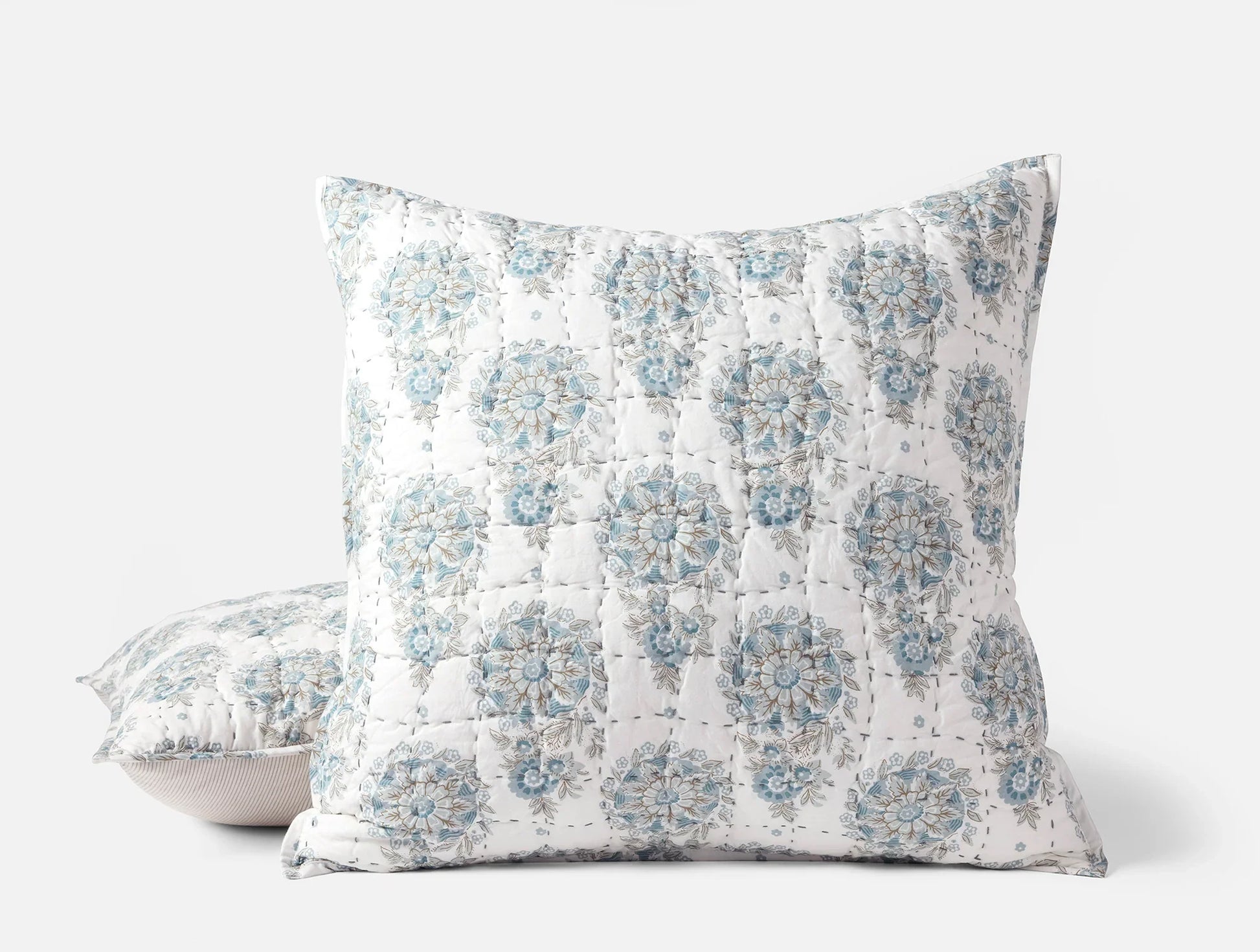 Coyuchi Euro Sham Tidal Flores Handstitched Organic Quilt