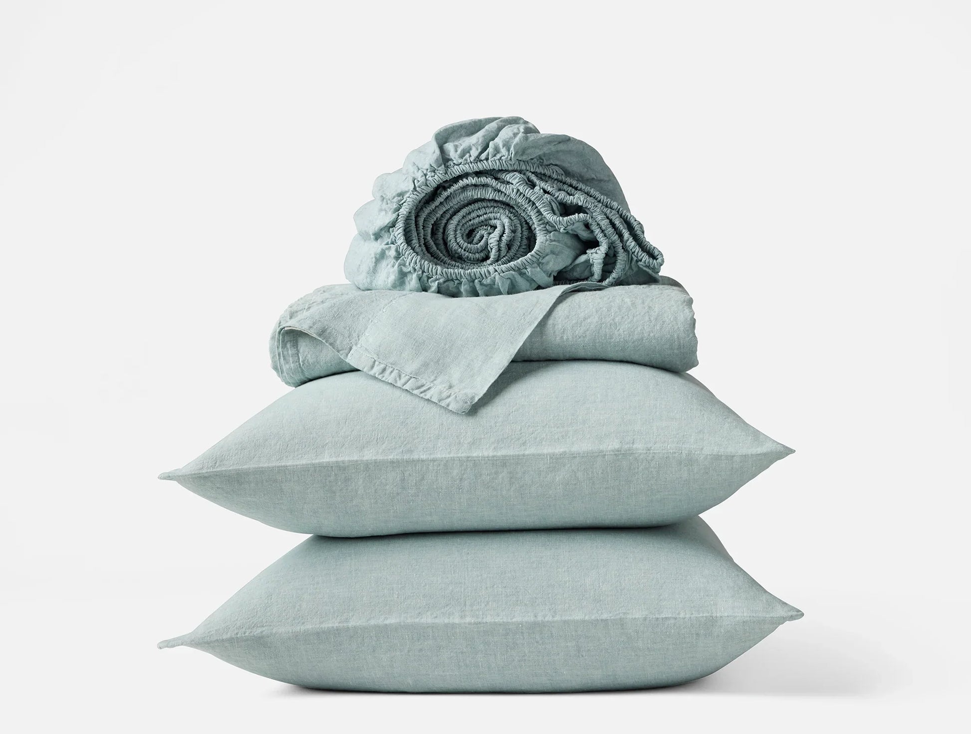 Coyuchi California King Pacific Blue Chambray Organic Relaxed Linen Sheet Set