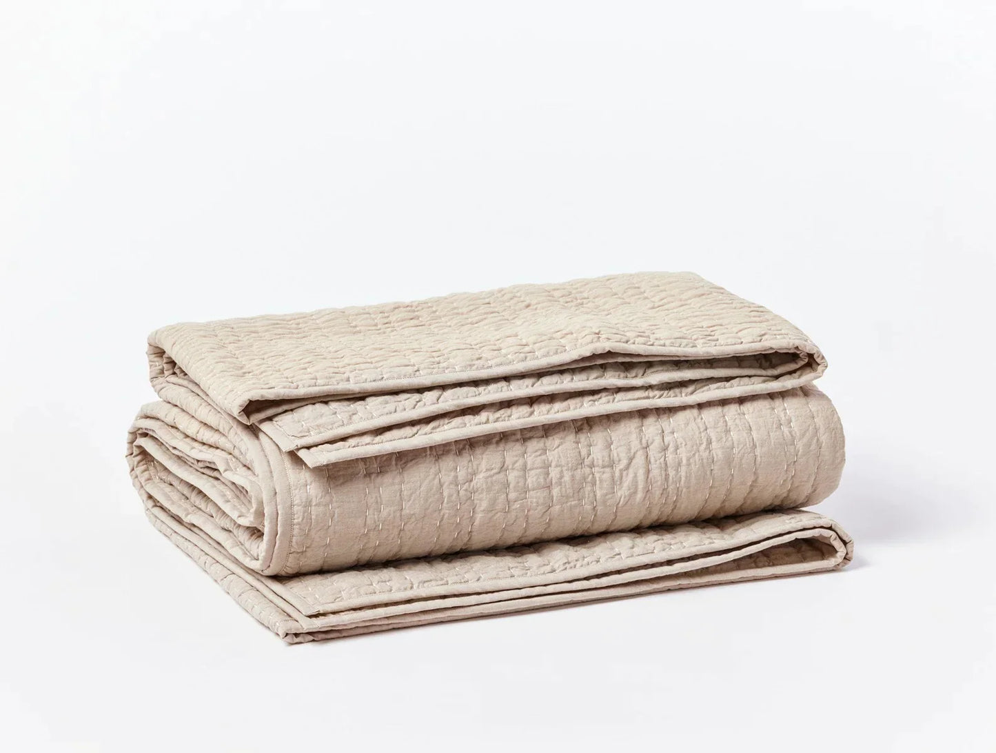 Coyuchi Hazel Chambray Channel Handstitched Organic Quilt