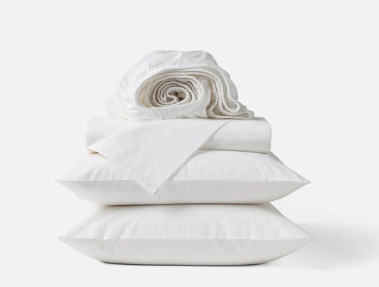 Coyuchi Alpine White Landscape Embroidered Organic Sheet Set