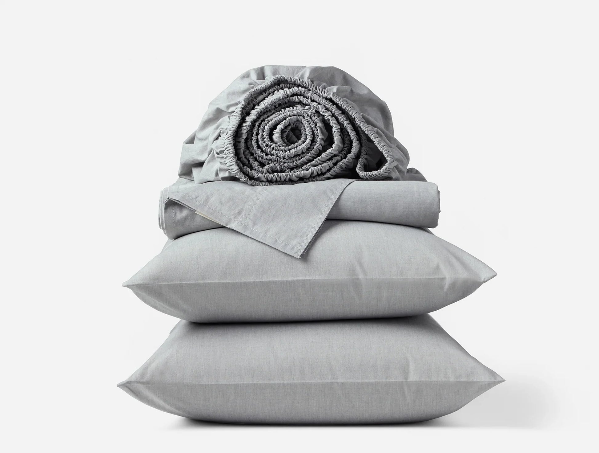 Coyuchi Queen Graphite Chambray Organic Crinkled Percale Sheet Set