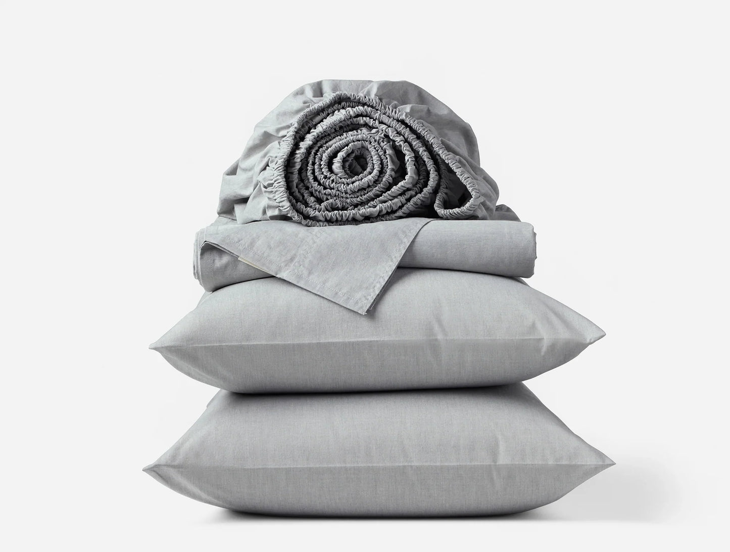 Coyuchi California King Graphite Chambray Organic Crinkled Percale Sheet Set