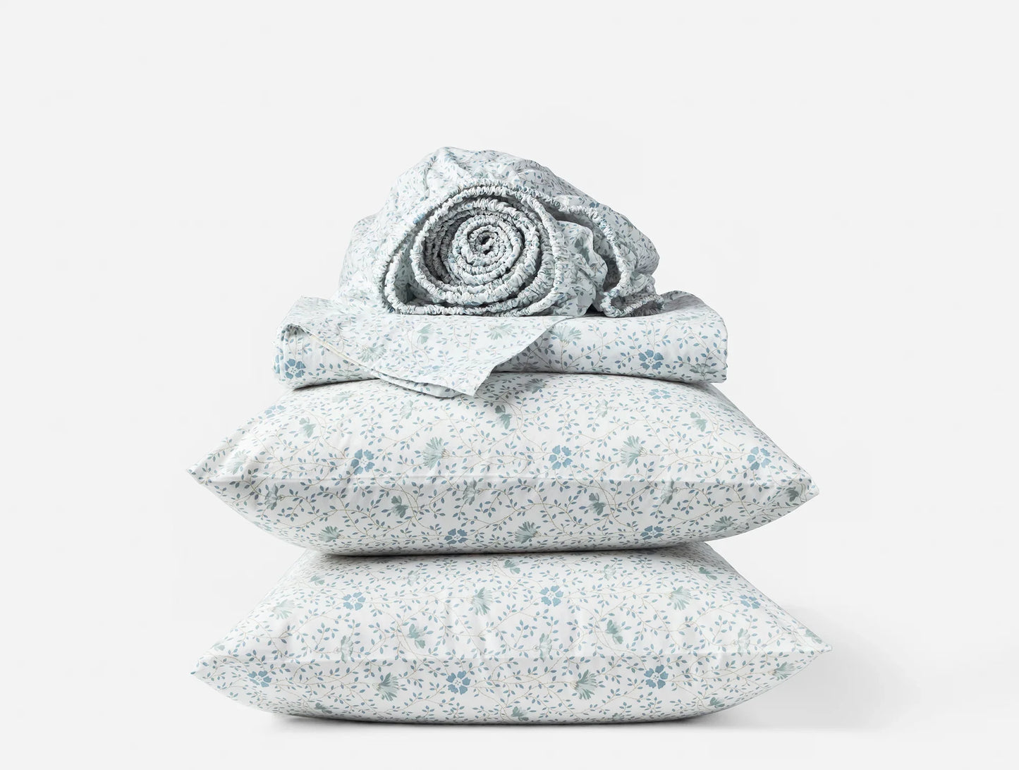 Coyuchi King Tidal Meadow Organic Print Percale Sheet Set