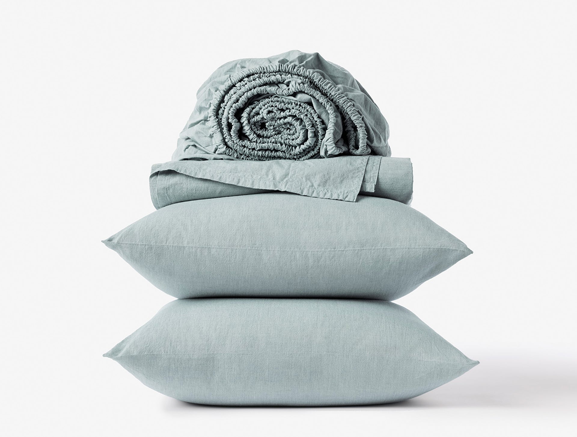 Coyuchi Surf Chambray Organic Crinkled Percale Sheets