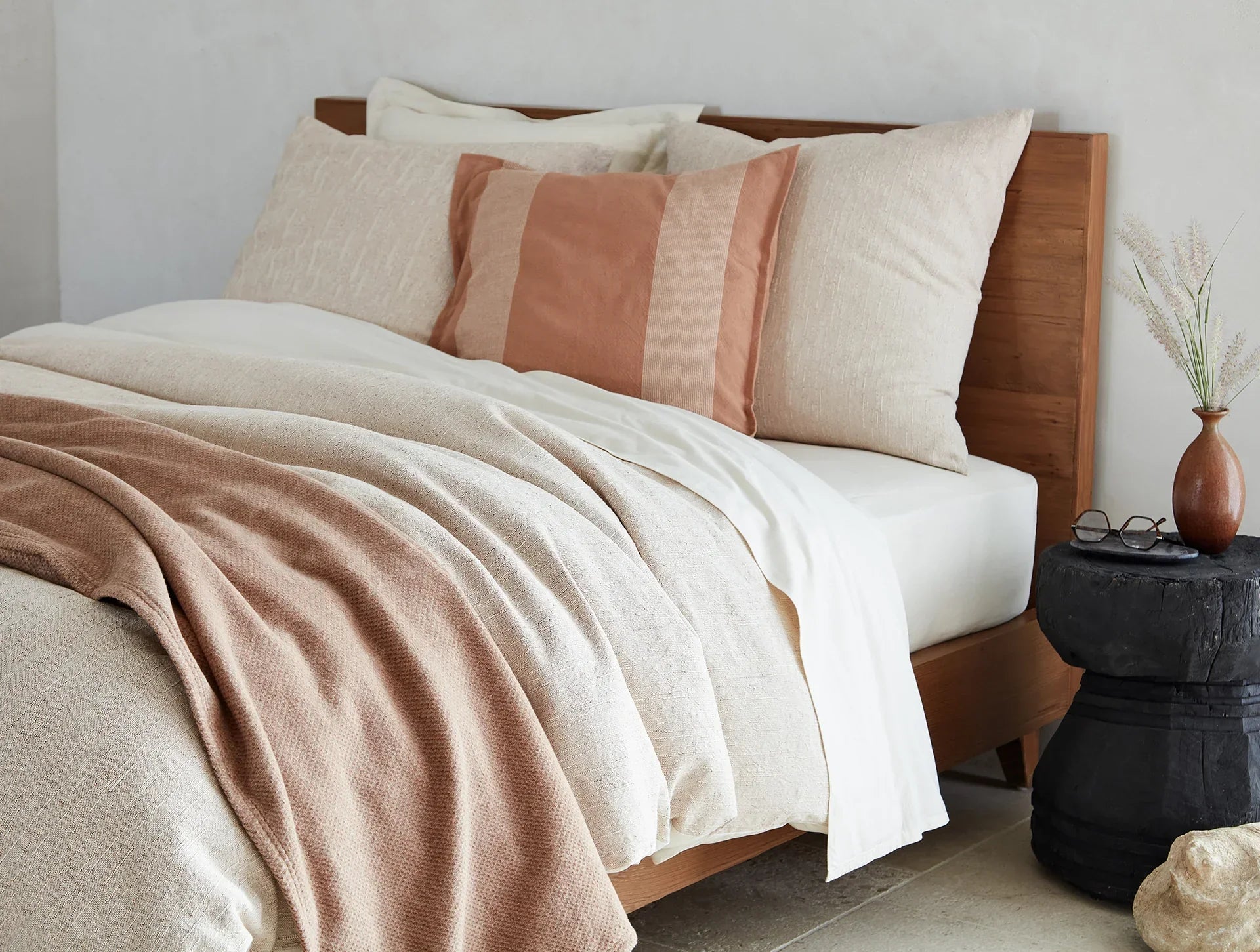 Coyuchi Sandalwood Sequoia Washable Organic Cotton & Wool Blanket
