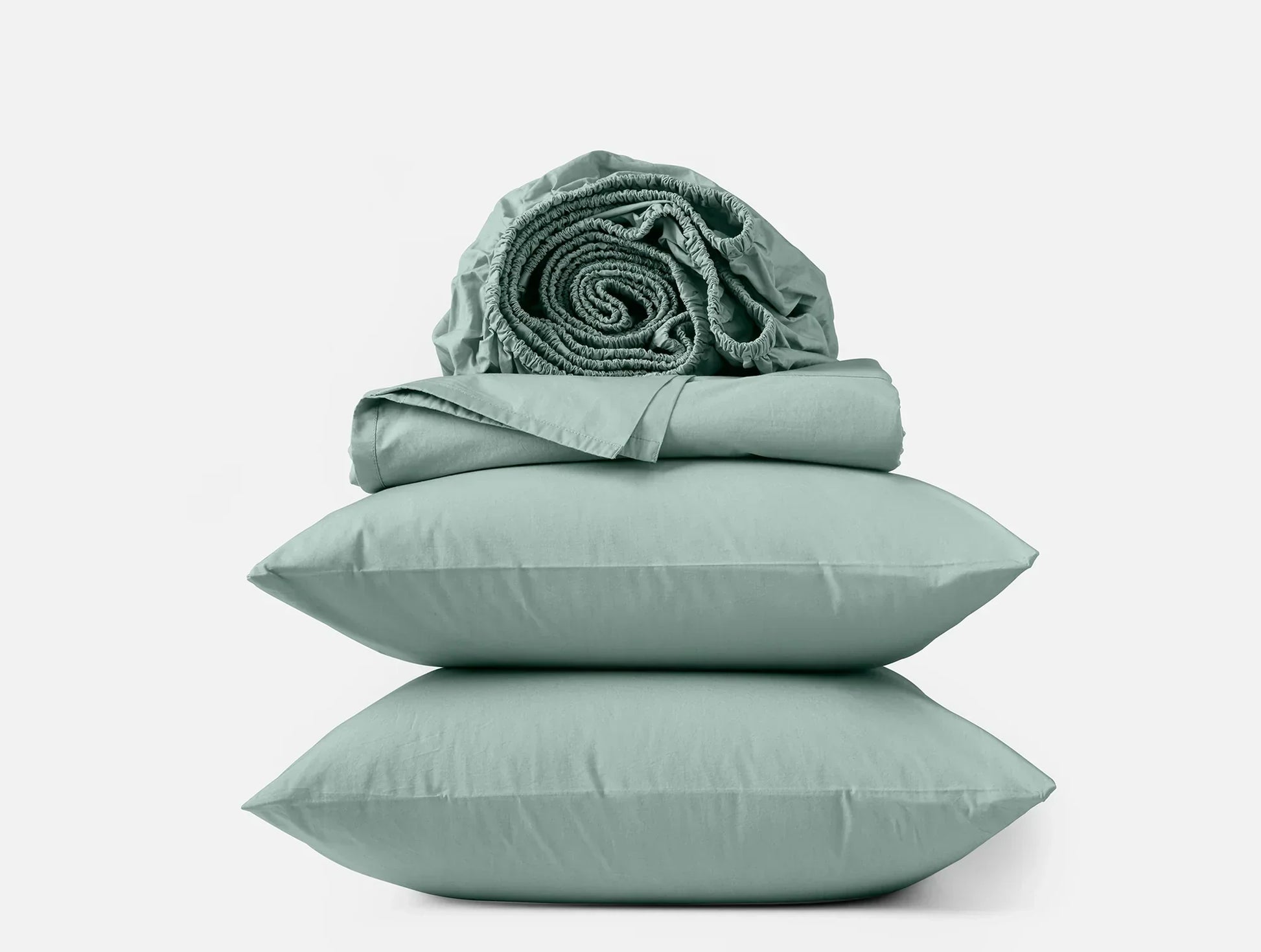 Coyuchi Queen Seafoam Refined Organic Percale Sheet Set