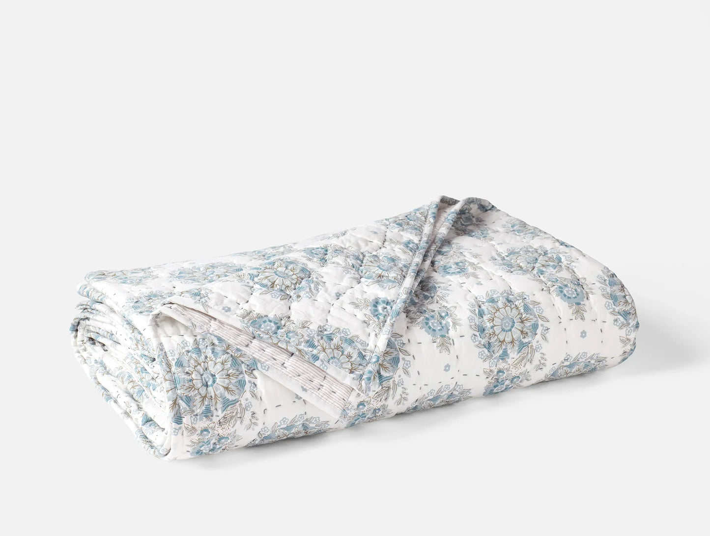 Coyuchi Full Queen Tidal Flores Handstitched Organic Quilt