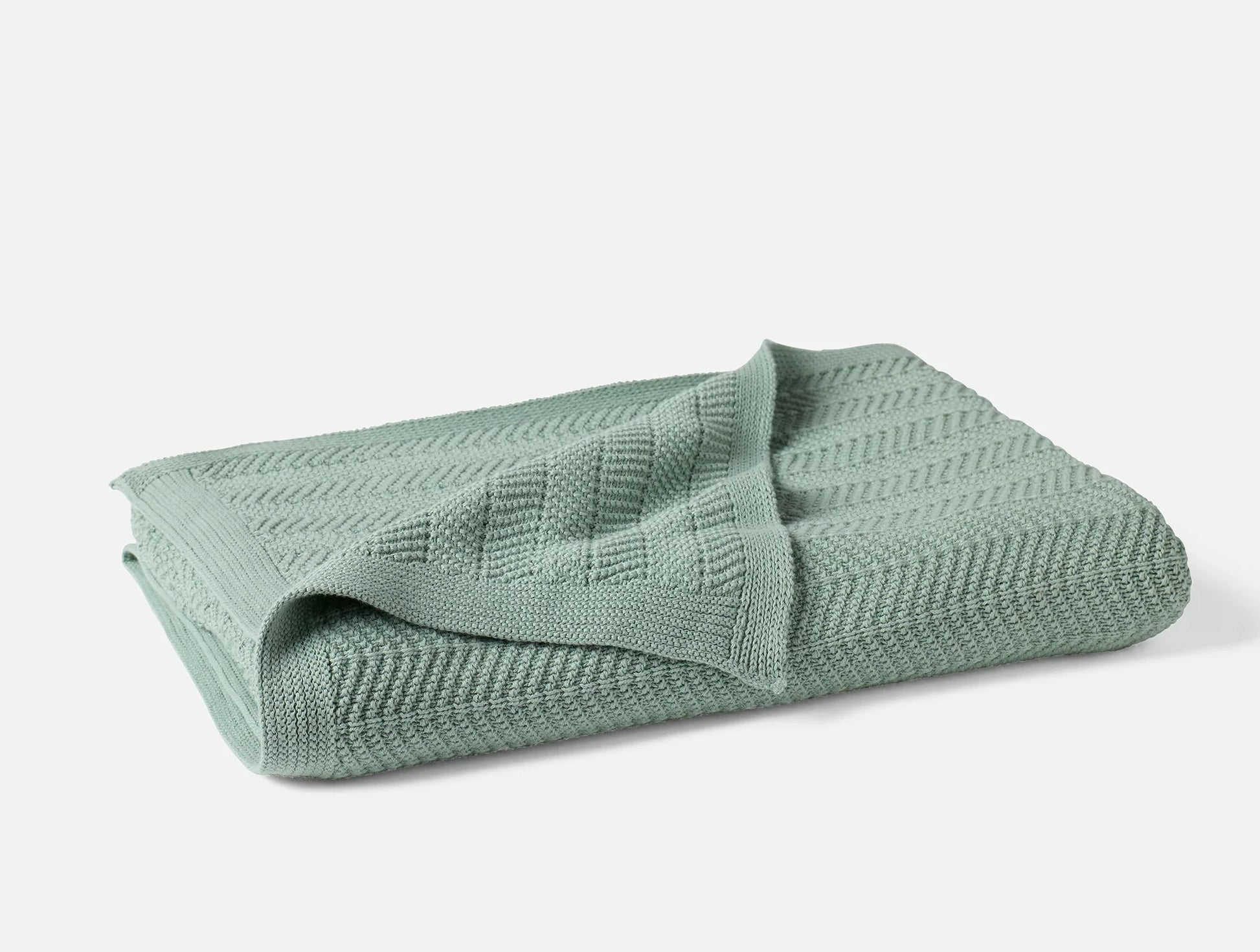 Coyuchi Seafoam Hermosa Organic Knit Throw