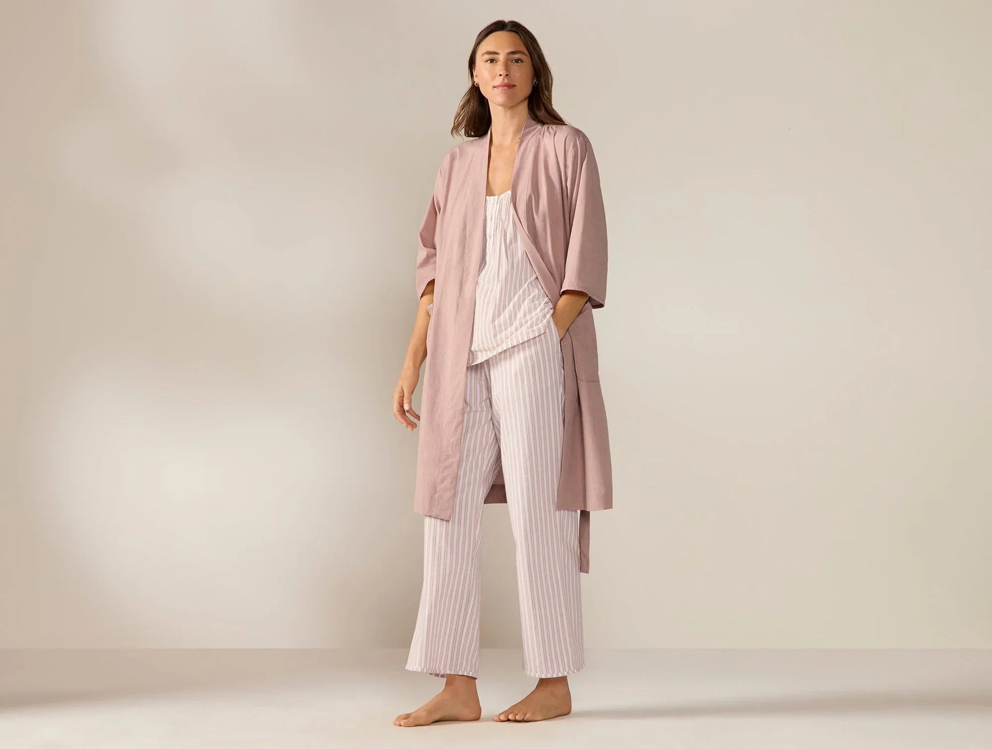 Coyuchi Praline Chambray Large Women's Isla Organic Cotton Robe