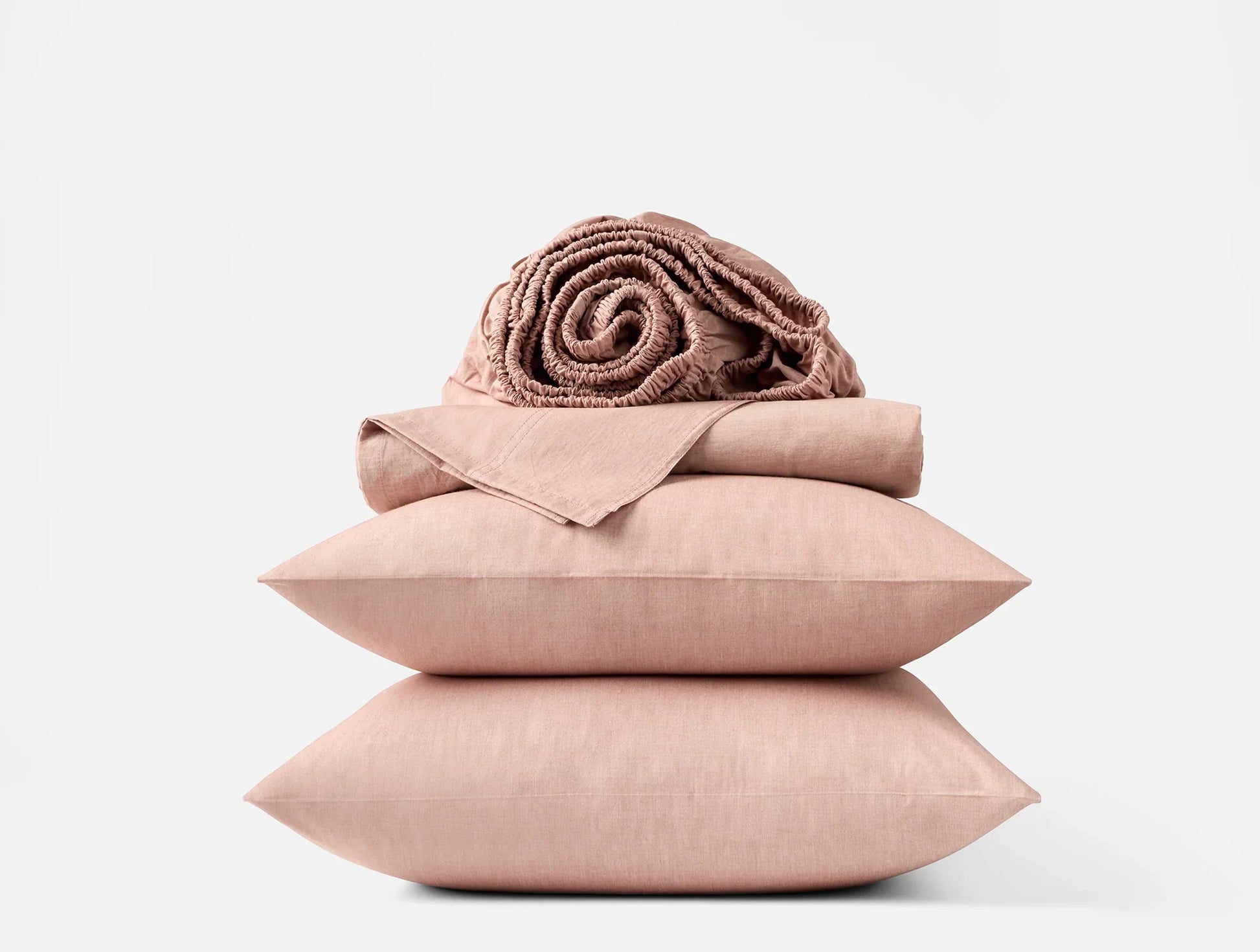 Coyuchi King Praline Chambray Organic Crinkled Percale Sheet Set