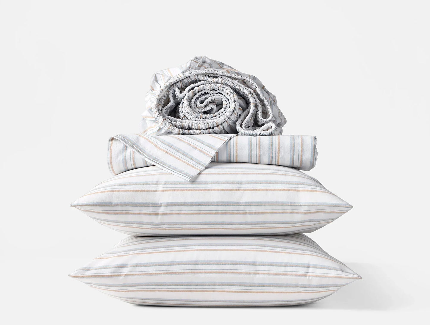Coyuchi King Surf Stripe Organic Crinkled Percale Sheet Set