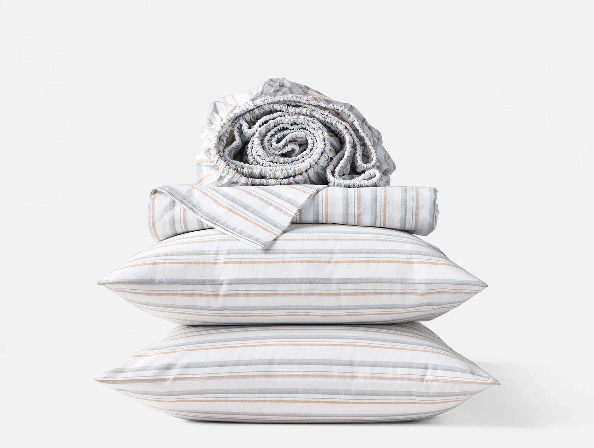 Coyuchi King Surf Stripe Organic Crinkled Percale Sheet Set