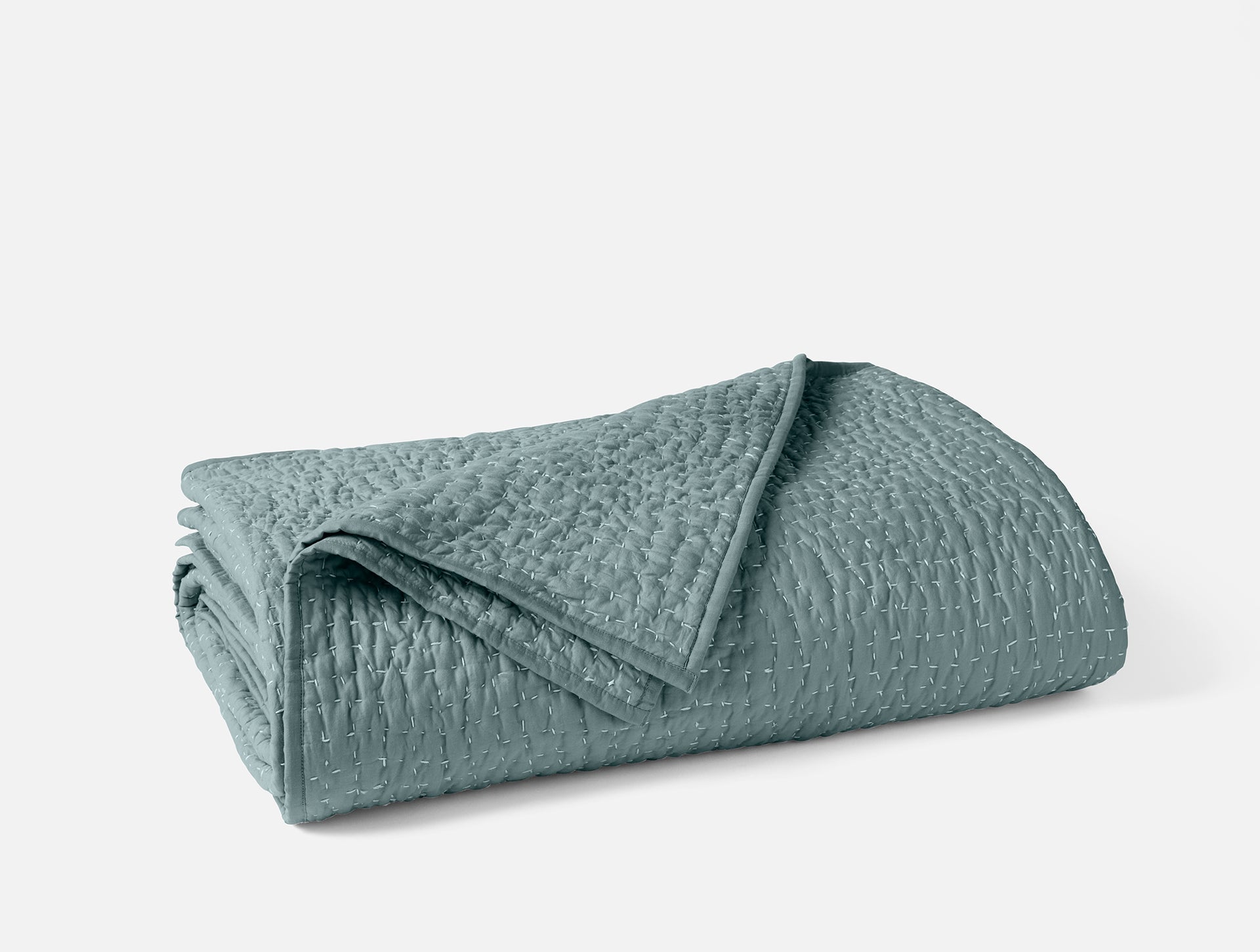 Coyuchi Lagoon Pebbled Handstitched Organic Quilt