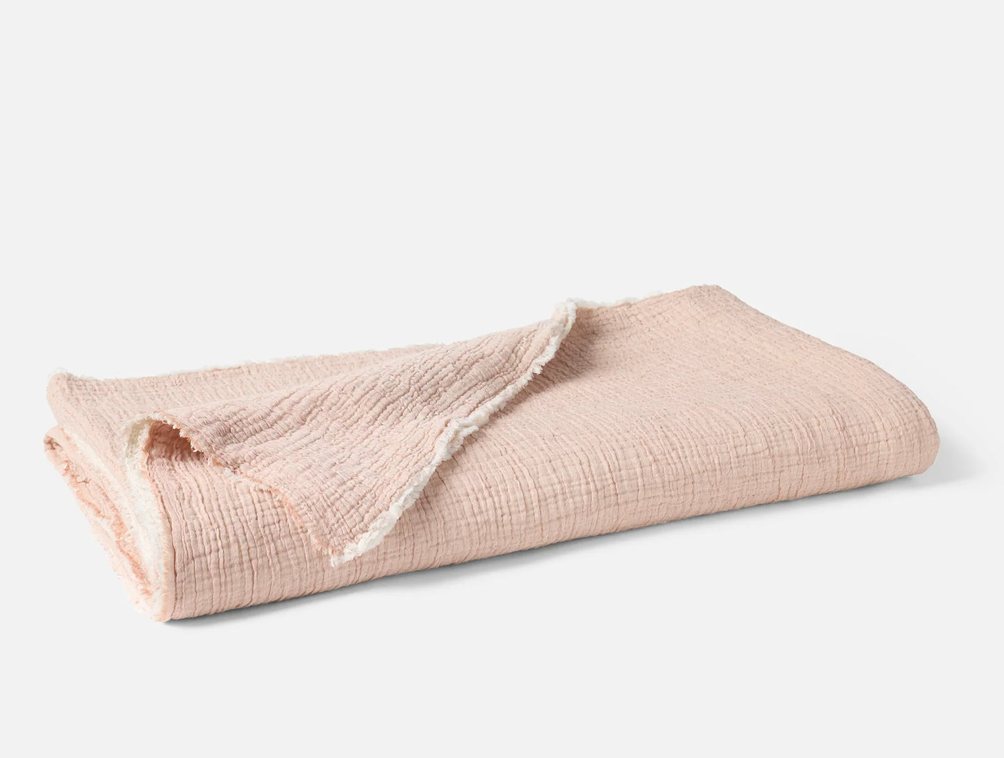 Coyuchi King Praline Chambray Topanga Organic Matelasse Blanket