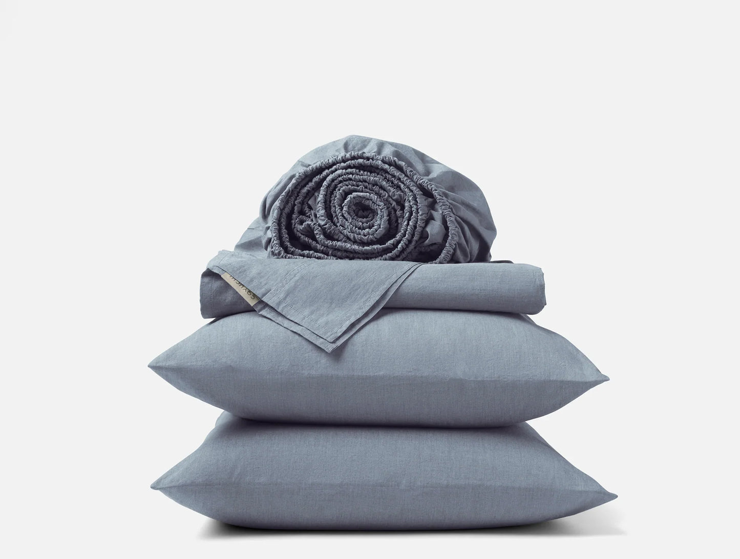 Coyuchi King Indigo Chambray Organic Crinkled Percale Sheet Set