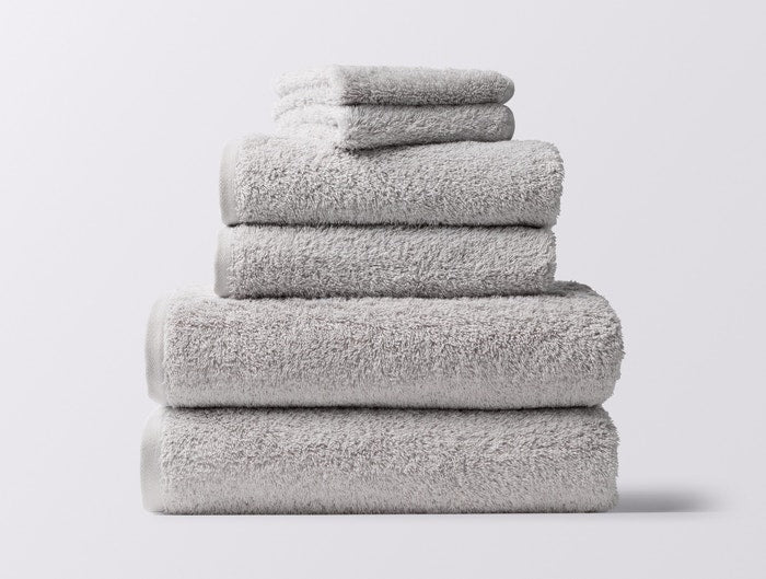 Coyuchi 6 pc Towel Set Fog Cloud Loom Organic Towels & Bath Mat