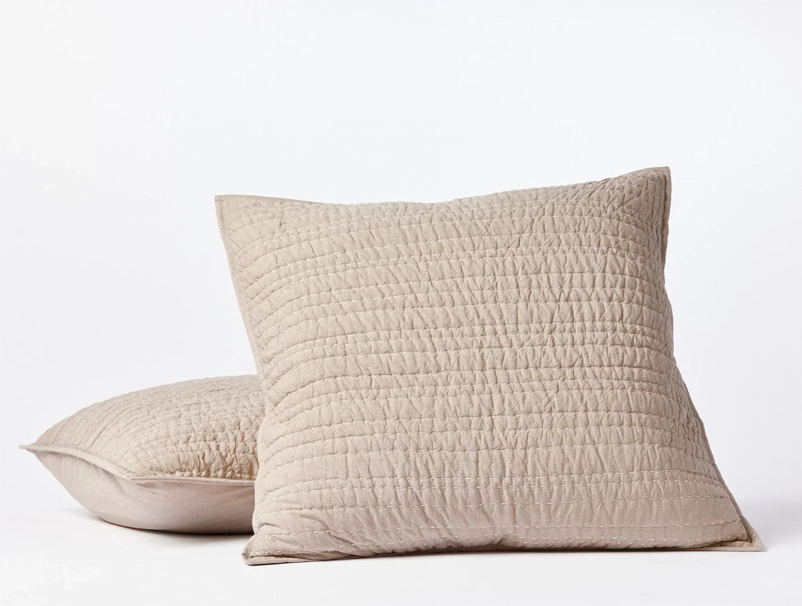 Coyuchi Sham - Euro Hazel Chambray Channel Handstitched Organic Quilt