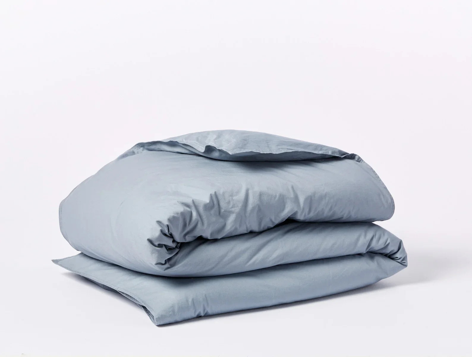 Coyuchi Steel Blue Organic Crinkled Percale Duvet Cover