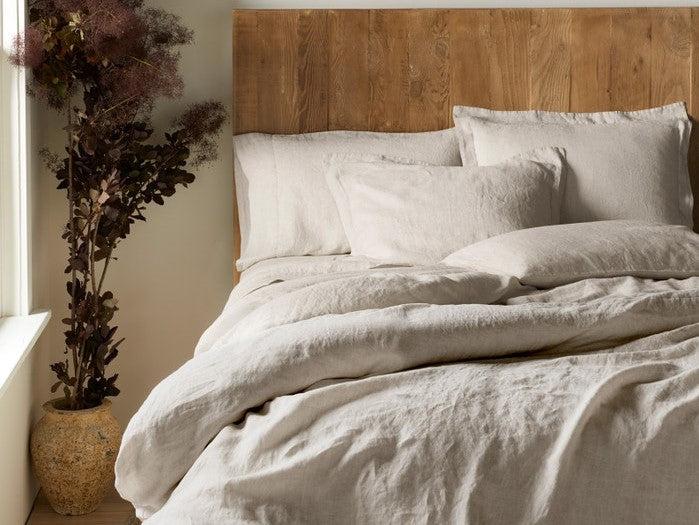 Coyuchi King Cal King Natural Chambray Organic Relaxed Linen Duvet Cover